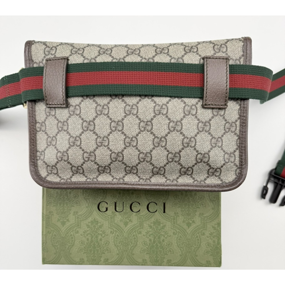 Gucci Neo Vintage GG Supreme Belt Bag Fanny Pack Beige Brown Web Strap Auth Box - Picture 4 of 15
